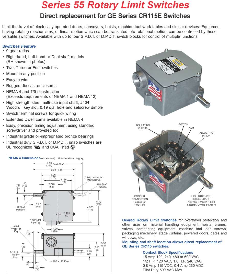 Products Limit SwitchesSeries 55 Geared Rotary